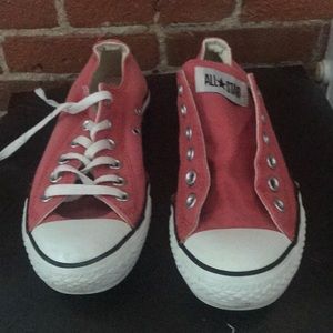 Coral converse sneakers gently worn and washed
